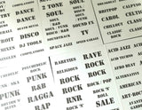 Genre / Musical Style Stickers For 12" XL Tabs