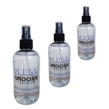 three bottles of clear groove record cleaner atomiser spary